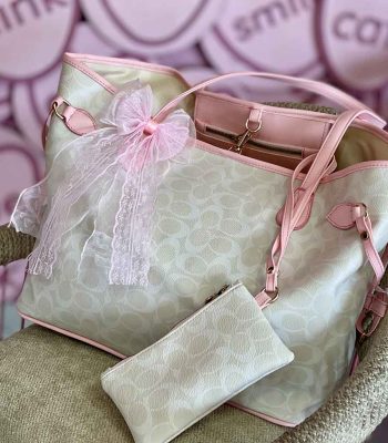 کیف چرم سایز بزرگ کوچ coach صورتی